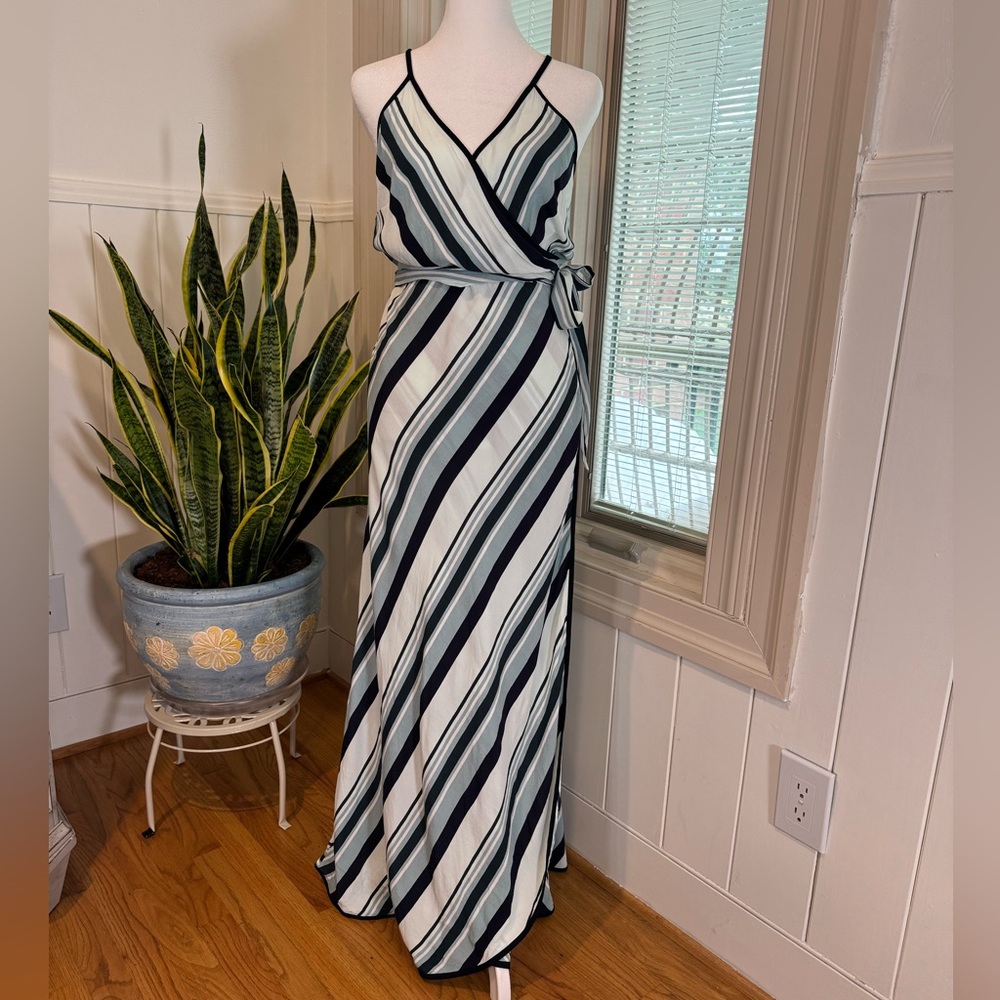 LOFT Ann Taylor Stripped Wrap Maxi Dress
